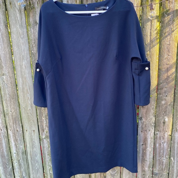 Banana Republic Bell-Sleeve Shift Dress With Pearl Accents - size 6 - Navy Blue - Picture 2 of 9